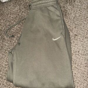 Nike Olive Green Track Joggers with White Swoosh